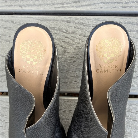 Vince Camuto Leather Open Toe Mules Black Size 9 - Picture 9 of 16